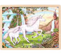 goki 57366 Lace Unicorn Wooden Puzzles, Colourful