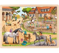 goki 57367 - Puzzle da Inserire Reiterhof - 96 Pezzi in Legno - per Bambini dai 3 Anni in su