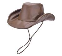 EINSKEY Cappello da cowboy in pelle per donne e uomini, cappello da cowgirl occidentale con tesa modellabile, protezione solare UPF50+, traspirante e ripiegabile, Marrone, taglia unica