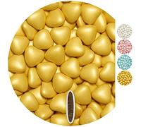 EinsSein 0,5kg Confetti di Cuore al cioccolato mezzo oro perla cuoricini matrimonio confettata confetto battesimo comunione cresima nascita confettis alla laurea decorazioni bimba bomboniere confetto