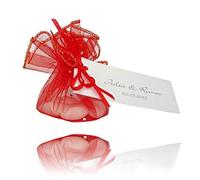 EinsSein 10x Cerchi di Tulle Set di Bande Rosso contornato bomboniere portaconfetti Confetti scatoline bomboniera scatole Sacchetti scatolina sacchettini sacotelette Scatola Matrimonio segnaposto