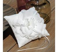 EinsSein 1x Cuscino matrimonio Fiori 15x15 piccolo cremoso portfedi cuore avorio porta cuscinetto cuscini anelli doppio con strass gioielli fedi nuziali per porta il pizzo cane da ricamare e cestino