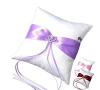 EinsSein 1x Cuscino matrimonio Parentesi 20x20 grande lilla-bianco portfedi cuore avorio porta cuscinetto cuscini anelli doppio con strass gioielli fedi nuziali per porta il pizzo cane da ricamare e