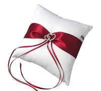 EinsSein 1x Cuscino matrimonio Parentesi 20x20 grande rosso-bianco portfedi cuore avorio porta cuscinetto cuscini anelli doppio con strass gioielli fedi nuziali per porta il pizzo cane da ricamare e