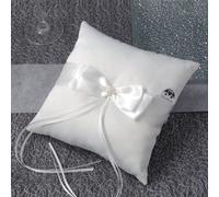 EinsSein 1x Cuscino matrimonio Twinbow 20x18 grande cremoso portfedi cuore avorio porta cuscinetto cuscini anelli doppio con strass gioielli fedi nuziali per porta il pizzo cane da ricamare e cestino