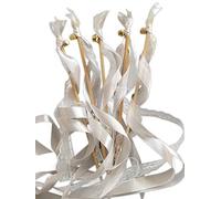 EinsSein 20x Bacchette Magiche Sposa Bianche Romantiche | Wedding Wands Legno Nastro Seta e Pizzo | Decorazioni Matrimonio Principessa Fatina Nozze Party Favor