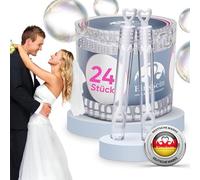EinsSein 24x Bolle di Sapone Matrimonio Vetro Cuore Box Bianco | Wedding Bubbles per Sposi Nozze Compleanno Festa | Mini Soap Bubbles Contenitore Decorazioni Accessori Party Favor
