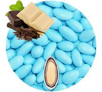 EinsSein Confetti di Cioccolato azzurro 1kg Ripieni con Mandorle | 160 pezzo per Confettata per Matrimonio Battesimo Comunione Cresima e Laurea Confettata | Decorazioni Bomboniere