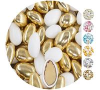 EinsSein Confetti di Mandorla Matrimonio Conchiglia bianco-oro lucido 1kg | 250 pezzzo Confettata per Comunione Battesimo Cresima Nascita e Laurea | Decorazioni Bomboniere per Bimba Cuoricini