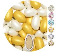 EinsSein Confetti di Mandorla Matrimonio Conchiglia bianco-oro perla 1kg | 250 pezzzo Confettata per Comunione Battesimo Cresima Nascita e Laurea | Decorazioni Bomboniere per Bimba Cuoricini