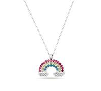 Einzelstück® Collana con ciondolo arcobaleno Over The Rainbow, in argento Sterling 925 placcato oro rosa 14 carati, collana in argento con zirconi, anallergica e senza nichel, Argento sterling