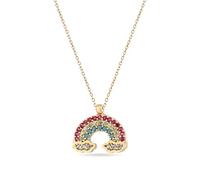 Einzelstück® Collana con ciondolo arcobaleno Over The Rainbow, in argento Sterling 925 placcato oro rosa 14 carati, collana in argento con zirconi, anallergica e senza nichel, Argento sterling