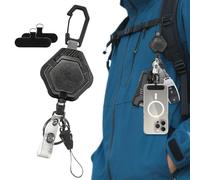 Einziehbare Schlüsselanhänger Mit Karabinerhaken - Karabinerhaken ID-Halter Mit Handy-Sicherungsösen - Schlüsselanhänger Für Wandern Outdoor Klettern Angeln Universell