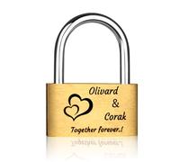 EinzigGeschenk Lucchetto dell'amore con incisione, unico lucchetto personalizzato con chiave, idea regalo per San Valentino, coppia regalo per lui e per lei (stile 1, versione corta)