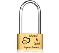 EinzigGeschenk Lucchetto dell'amore con incisione, unico lucchetto personalizzato con chiave, idea regalo per San Valentino, coppia regalo per lui e per lei (stile 1, versione lunga)