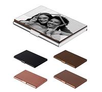 EinzigGeschenk Porta carte di credito in acciaio inox personalizzabile, porta biglietti da visita, può contenere fino a 20 carte, design super sottile, amici, famiglia, clienti, dipendenti e