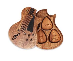 EinzigGeschenk Set di 3 plettri personalizzati con incisione nome e testo, ideale per la festa del papà, compleanni, Natale e amanti della musica, marrone, Stile 1