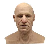 Eioflia Maschere di Halloween per adulti, maschera di Halloween realistica a testa nuda vecchio maschera in lattice integrale spaventoso copricapo di Halloween per 8+ anni per feste sfilate cosplay
