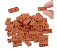 Eioflia Mini mattoncini in miniatura, 50 pezzi, mattoncini in miniatura riutilizzabili realistici fai da te per casa delle bambole con 8 fori per mini giardino paesaggistico accessorio 2 x 1 x 0,5 cm