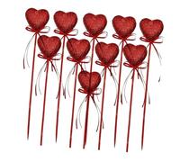 EIOLWJIEO Decorazione versatile Cuore rosso Stuzzicadenti Ogni occasione magica con deliziosi stuzzicadenti a forma di cuore per feste Sala da pranzo rosso glitterato per antipasti Cibo