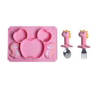 EIOLWJIEO Incoraggia abitudini alimentari sane Set di stoviglie in silicone per bambini Facile da pulire Sicuro e inodore Robusto e durevole, Rosa 2