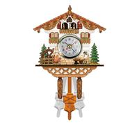 EIOLWJIEO Orologio a Campana con Ora degli Uccelli di Facile Lettura, melodioso promemoria del Tempo, Orologio a cucù Tradizionale in Legno, Stile Chalet della Foresta Nera, CM012