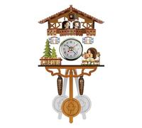 EIOLWJIEO Orologio a Campana con Ora degli Uccelli di Facile Lettura, melodioso promemoria del Tempo, Orologio a cucù Tradizionale in Legno, Stile Chalet della Foresta Nera, CM004
