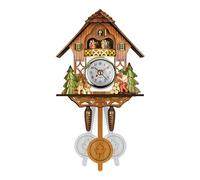EIOLWJIEO Orologio a Campana con Ora degli Uccelli di Facile Lettura, melodioso promemoria del Tempo, Orologio a cucù Tradizionale in Legno, Stile Chalet della Foresta Nera, CM001