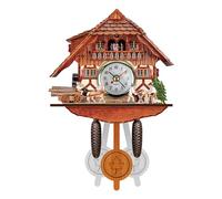 EIOLWJIEO Orologio a Campana con Ora degli Uccelli di Facile Lettura, melodioso promemoria del Tempo, Orologio a cucù Tradizionale in Legno, Stile Chalet della Foresta Nera, CM007