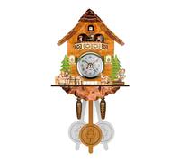 EIOLWJIEO Orologio a Campana con Ora degli Uccelli di Facile Lettura, melodioso promemoria del Tempo, Orologio a cucù Tradizionale in Legno, Stile Chalet della Foresta Nera, CM002