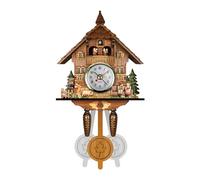 EIOLWJIEO Orologio a Campana con Ora degli Uccelli di Facile Lettura, melodioso promemoria del Tempo, Orologio a cucù Tradizionale in Legno, Stile Chalet della Foresta Nera, CM010