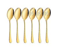 EIOLWJIEO Set di posate in acciaio inossidabile dall'aspetto elegante da 6 pezzi, durevoli per una cena elegante, comodi set di cucchiai da portata, d'oro