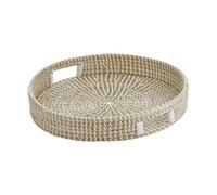 EIOLWJIEO Vassoio decorativo in vimini ottomano con manici, vassoio portaoggetti Per unico in Per erba intrecciata a mano, per la casa e le feste, può essere utilizzato come decorativo profumato