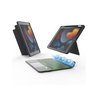 EIP Custodia con tastiera Bluetooth per iPad 10,2" (7a/8a/9a generazione), 10,2", con scorciatoie stilo brevettate, protettiva, cerniera regolabile, custodia staccabile, retroilluminazione a 7 colori