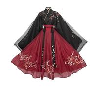 Eipol Hanfu cinese da donna, con scritta "Night String Songs Big Sleeve", motivo drago Hanfu, gonna sul petto ricamata (L)
