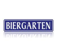 EIQOCCA BIERGARTEN Cartello stradale vintage sottile in latta per stanza, bar, garage, uomo, grotta, ristorante, negozio, ufficio, casa, idea regalo, 10,2 x 40,6 cm