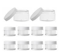 EIR 10 PCS Barattolini Plastica Piccoli con Tappo,10 ML Contenitore Cosmetici,Vasetti per Cosmetici,Mini Barattoli di Vernice con Coperchi,Contenitori da Viaggio,per Cosmetici,Polveri,Lozioni(Bianco)