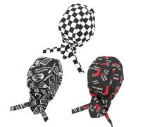 EIR Bandana Cuoco Regolabile - Cappello da Cucina Unisex per Ristorante, BBQ e Costume da Festa - Traspirante, 3 Pezzi
