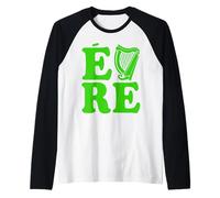 Eire Arpa gaelica Irlanda Eireann Irish Green St Patricks Day Maglia con Maniche Raglan