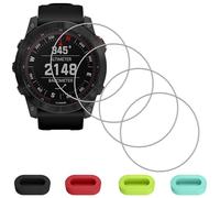 Eirltiy 4 Pezzi Vetro Temperato per Garmin Fenix 7X Pro/7X Sapphire Solar/Solar Pellicola Protettiva + 4 Pcs Tappi Antipolvere in Silicone, Vetrino Schermo Film Durezza 9H Screen Protector Antigraffio
