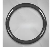 eirnghn per Audi Q2, Coprivolante per Auto, Sottile in Pelle Scamosciata Protezioni del Volante con Tocco Morbido Alcantara, Antiscivolo E Sport, C-Black And Carbon Fiber-Round