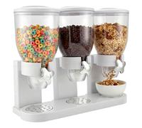 Eirolace Dispenser per cereali e snack con 3 camere, volume totale di 6 l, contenitore rotante per cereali per cornflakes, noci e chicchi di caffè, design ermetico e senza schiacciamento per cucina e