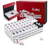 Eirolace Jeu de Mahjong Chinois Grand Format - Set Complet Avec 146 Tuiles 3,0 x 2,25 cm et Étui de Voyage - Tuiles Robusto et Faciles à Lire Pour la Famille, Les Fêtes et Les Voyages (Vert)