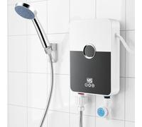 Eirolace Scaldabagno Istantaneo Elettrico 6000W con Doccetta, Mini Scaldacqua a Cascata con Touchscreen LED per Cucina e Bagno, Classe A, in Acciaio Inox