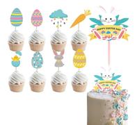 EIROVYA EIR Set di 17 Decorazioni per Torte di Pasqua,Topper Cupcake per Pasqua,Pulcini Pasquali per Decorazioni,Decorazioni Pasquali,Decoración Temática de Fiesta de Cumpleaños para Niños