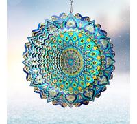 Eiryhope Girandole a vento con mandala a forma di pavone, scultura da appendere e girandola per esterni, decorazione da giardino, crea affascinanti effetti olografici idee regalo mandala