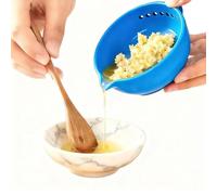 EIRZNGXQ Grattugia aglio e ciotola per erbe aromatiche, piatto in ceramica rustico multifunzionale (2 in 1) con grattugia integrata e rimozione delle erbe, ciotola fatta a mano (Blue A 1 pezzi)