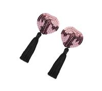 EIS | gioielli per il seno | copricapezzoli con paillettes a forma di cuore | con nappine | nero | autoadesivi
