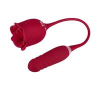 EIS | vibratore da appoggio | mini vibratore | vibratore da appoggio a forma di rosa - 2 in 1 | 39,8 cm | impermeabile | ricaricabile | silicone delicato sulla pelle