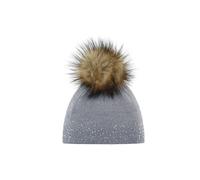 Eisbär Berretto Beanie Nalin Lux Crystal con Pompon da Donna Taglia Unica - Grigio